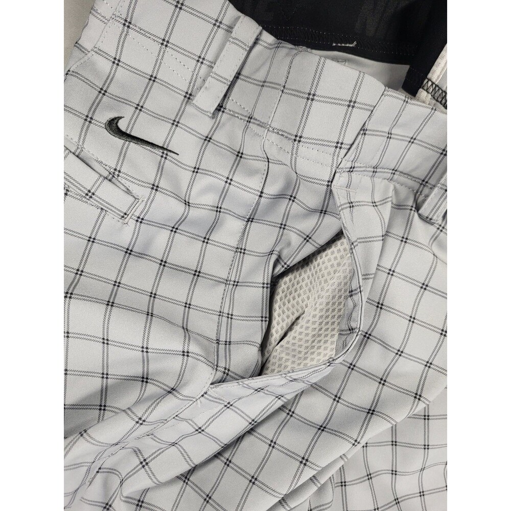 Nike Golf Men's Dri-FIT Wolf Grey Windowpane Plaid Flat Front Chino Shorts Sz 34 - Picture 5 of 10